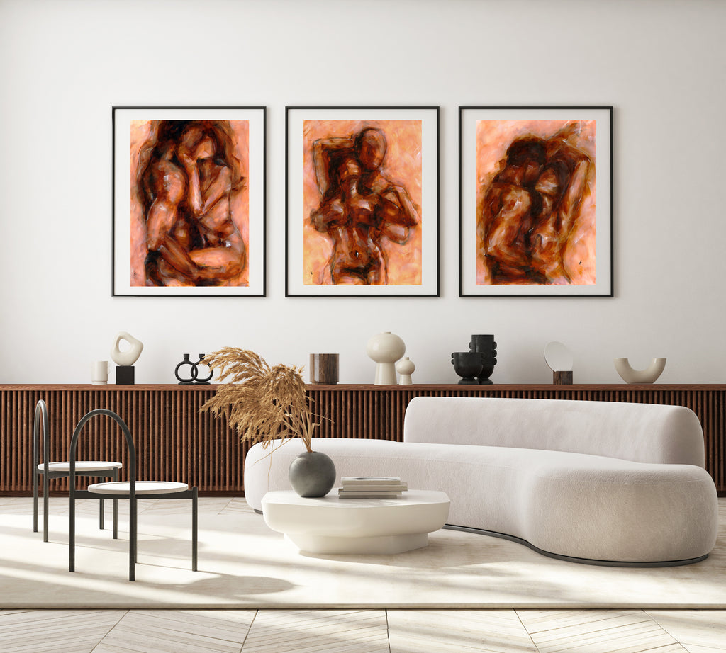 Abstract Embrace of Couple print Sensual Art for Bedroom