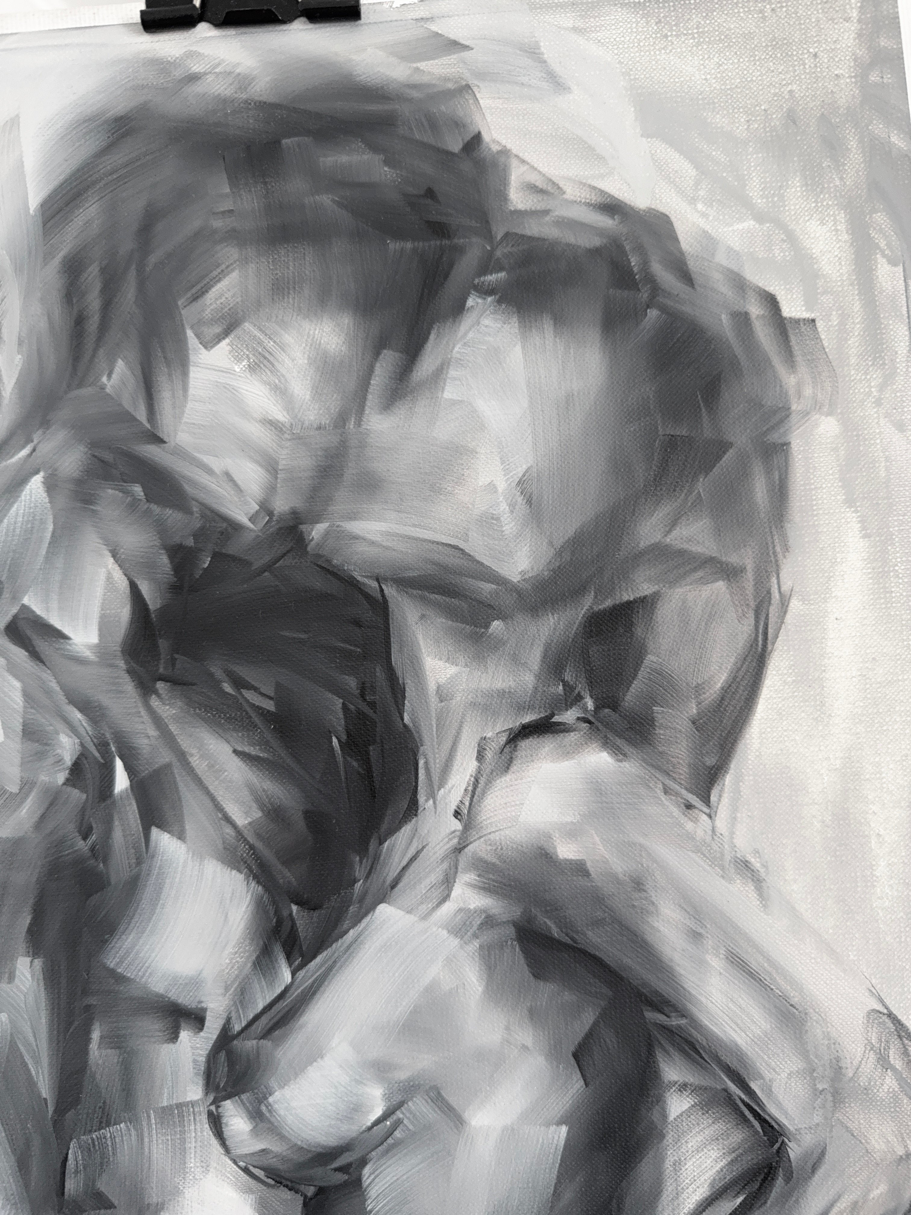 Embrace — Set of Three Black and White Oil Paintings