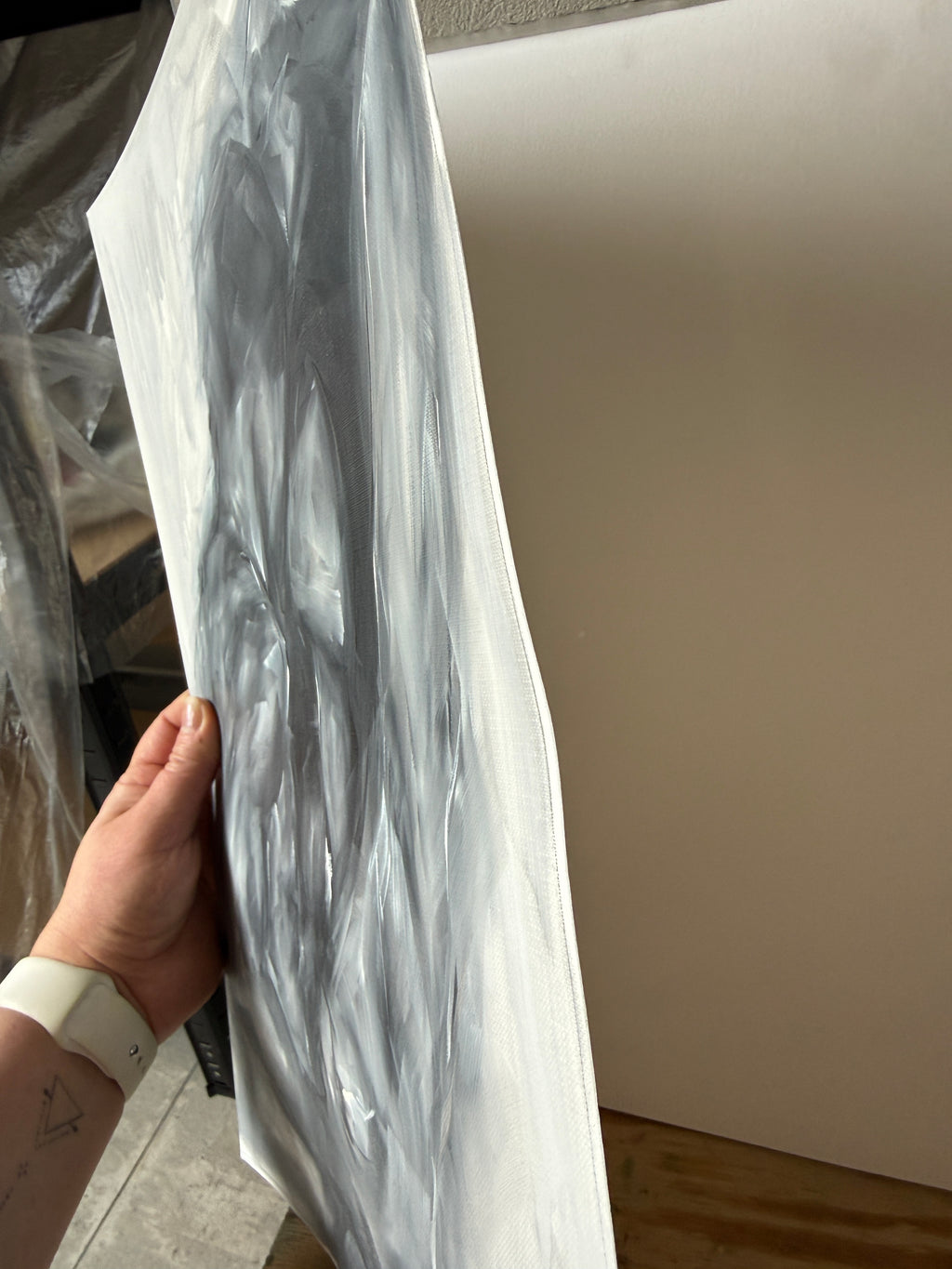 Embrace — Set of Three Black and White Oil Paintings