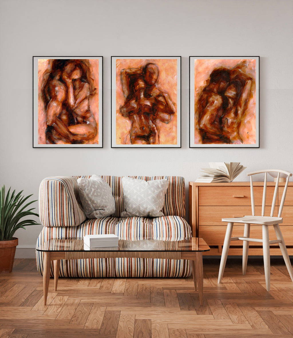 Abstract Embrace of Couple print Sensual Art for Bedroom