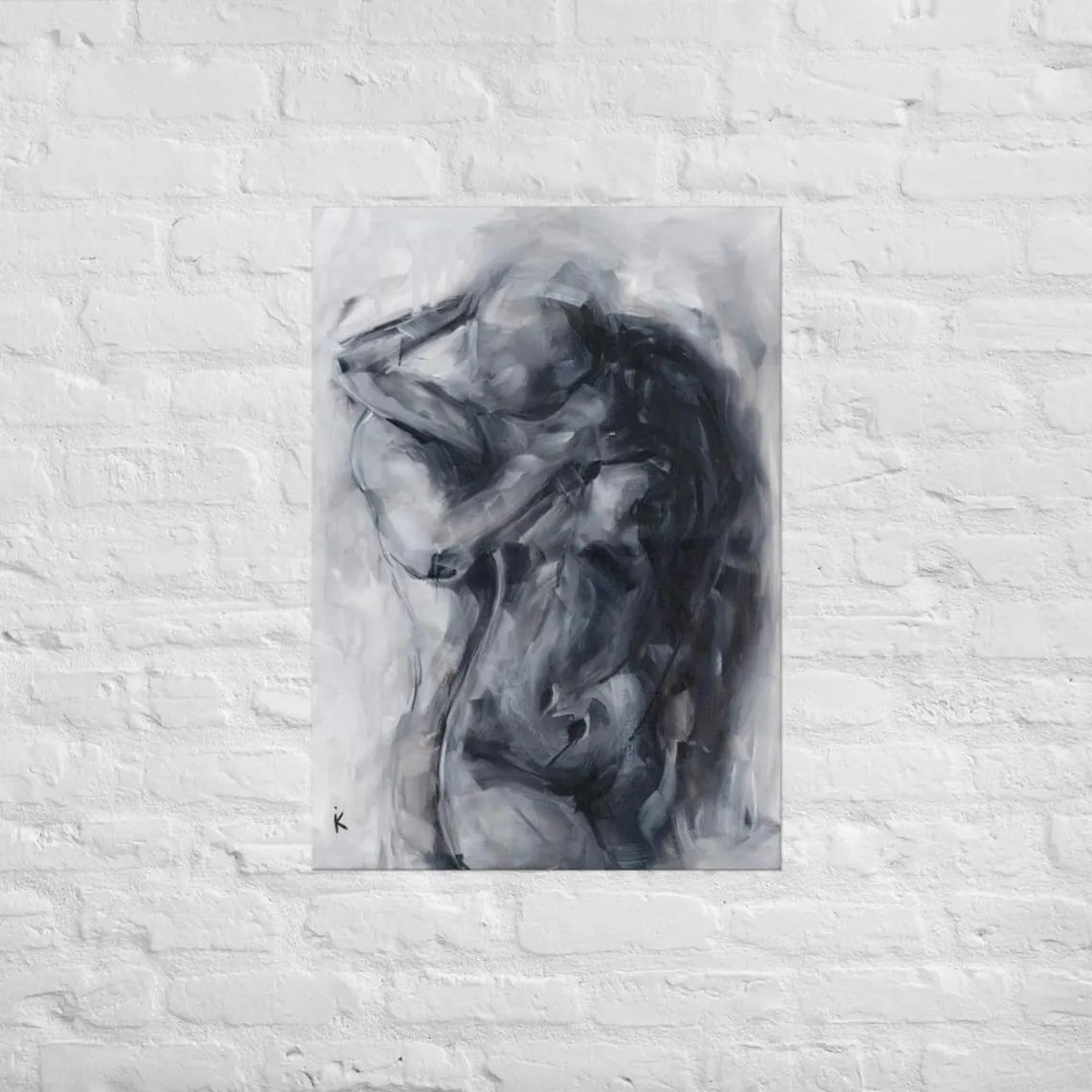 Set of Three Prints — Monochrome Charcoal Gallery Wall Set, Above Bed