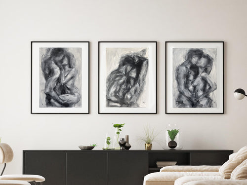 Minimalist figure study in oil on textured paper